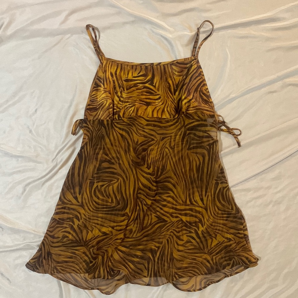 Gilligan & O’Malley Sheer Animal Print Slip Dress | Sheer Tiger Print Top